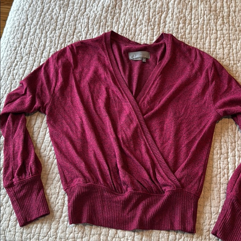 Anthro pink wrap sweater